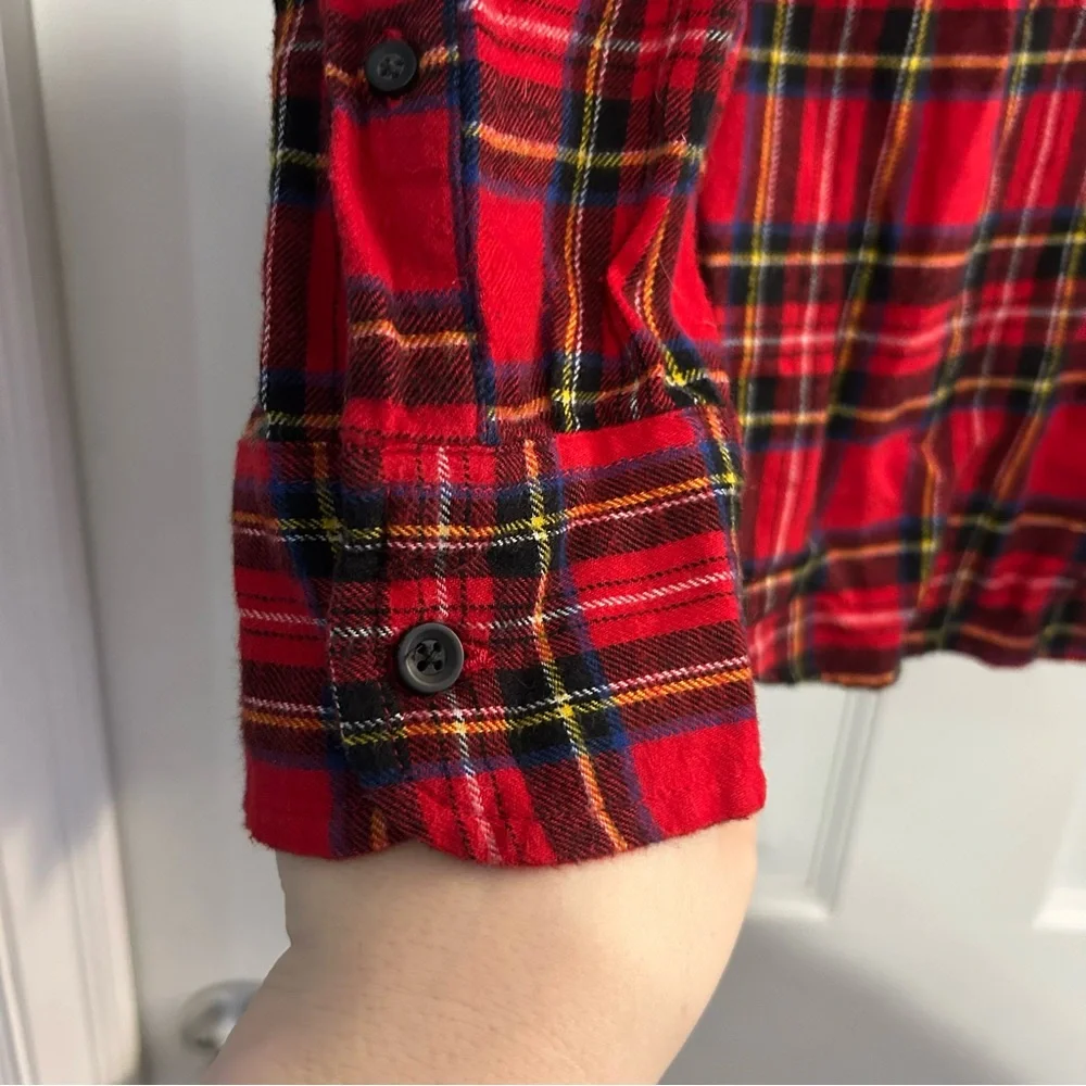J. Crew men’s medium red plaid flannel button down 100% cotton Christmas NWT